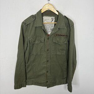 Y2K Element Skateboards Military Shirt Jacket Men M Skater Grunge Olive